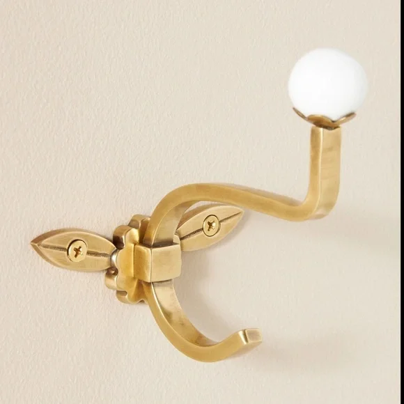 Anthropologie Agnes Brass Towel Hook Cottagecore Grandmacore Moderncottage - Picture 1 of 3